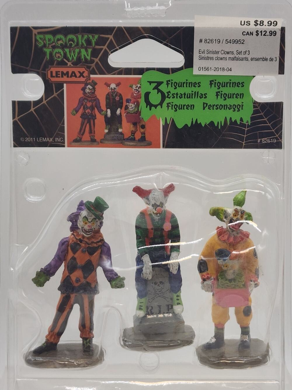Lemax 82619 Spooky Town 2011 Evil Sinister Clowns Hallowen Carnival Set of 3 New